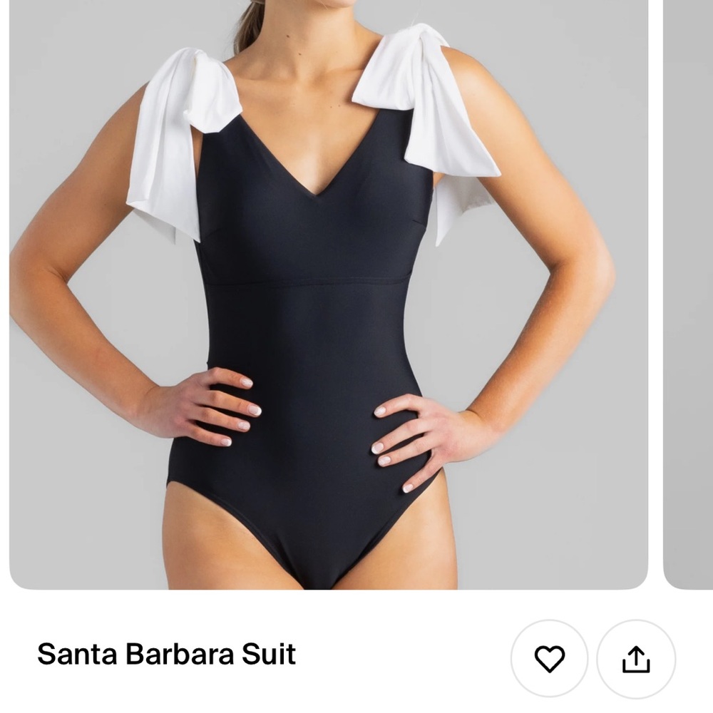 Black Swimsuit with White Bow Straps